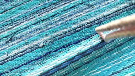 Photo of free blue striped plastic outdoor carpet (Highland Park) #2