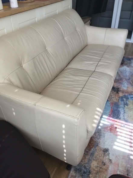 Photo of free Cream leather sofa (Marlay Park, Rathfarnham) #2