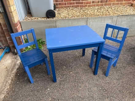 Photo of free Wooden ikeachildren’s table& chairs (Kettering NN15) #2