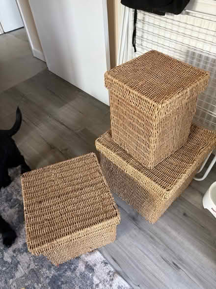 Photo of free 3 x wicker storage baskets (stacking) (Bishops Hull TA1) #2