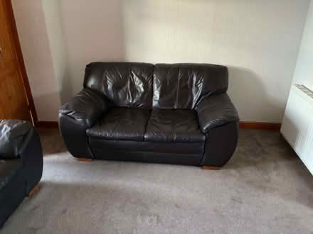 Photo of free 2 large leather sofas (Falkland KY15) #2
