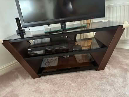 Photo of free Dark wood and glass TV unit (Wilson DE73) #2