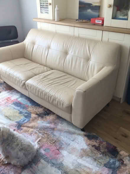 Photo of free Cream leather sofa (Marlay Park, Rathfarnham) #1