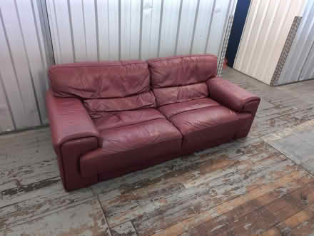 Photo of free Red 3 seater leather sofa (WN7 leigh) #1