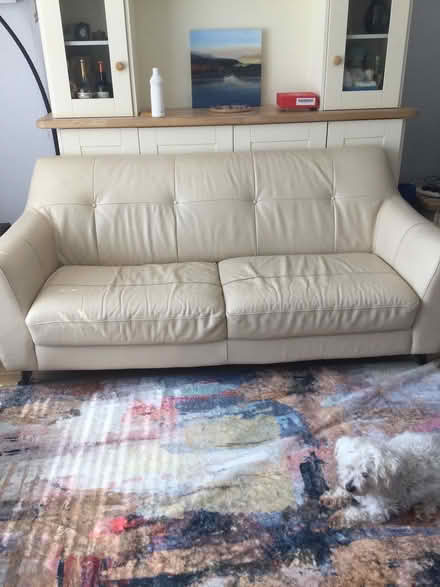 Photo of free Cream leather sofa (Marlay Park, Rathfarnham) #3