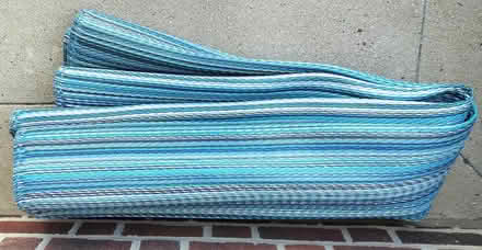 Photo of free blue striped plastic outdoor carpet (Highland Park) #1