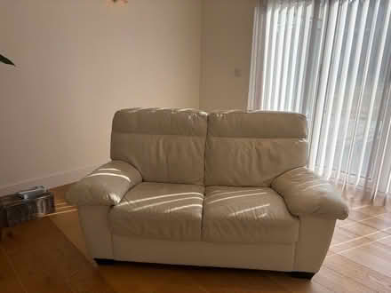 Photo of free 2 seater beige leather sofa (CB22 Duxford) #1