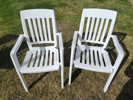 Photo of free 2 white garden chairs (Braedale ML1) #1