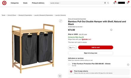 Photo of free Brand new double laundry hamper (Shadyside) #2