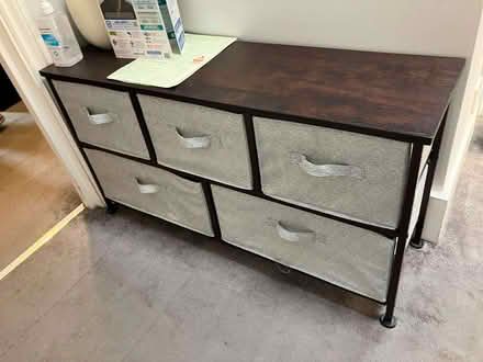 Photo of free Lovely fabric and wood chest of drawers - Brown and gray (Shepherds Bush W6) #3
