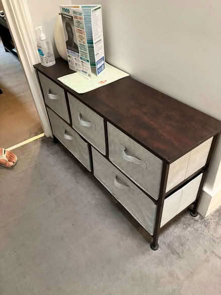 Photo of free Lovely fabric and wood chest of drawers - Brown and gray (Shepherds Bush W6) #2