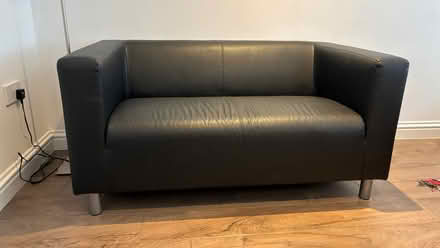 Photo of free ikea faux black leather 2 seater sofa (Ballumbie DD5) #3