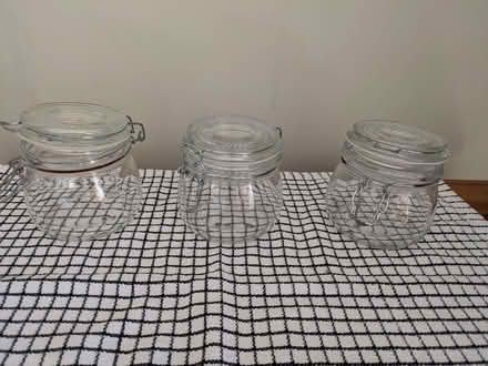 Photo of free 3 clip top glass storage jars. (Galashiels TD1) #1