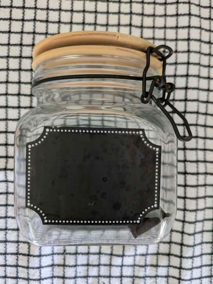 Photo of free Glass clip top storage jar with wooden lid. (Galashiels TD1) #4