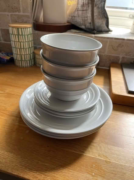 Photo of free White crockery -3 each bowl, side and dinner plates (Wennington LA2) #1