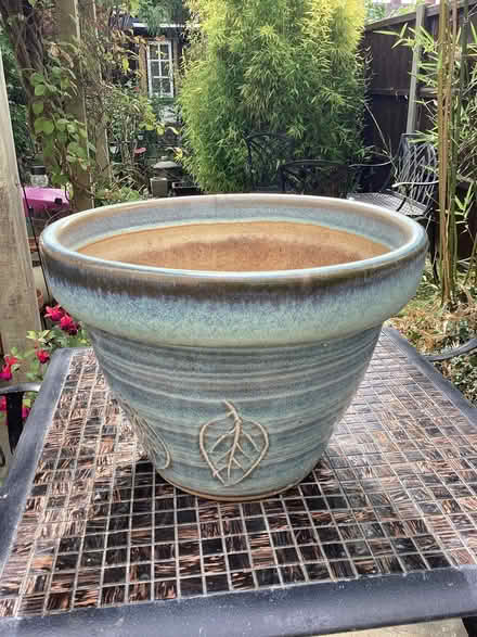 Photo of free Light blue glazed ceramic garden pot (Dartford DA1) #1