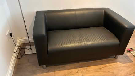 Photo of free ikea faux black leather 2 seater sofa (Ballumbie DD5) #1