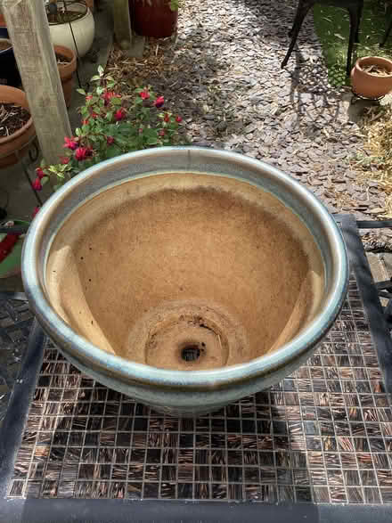 Photo of free Light blue glazed ceramic garden pot (Dartford DA1) #2