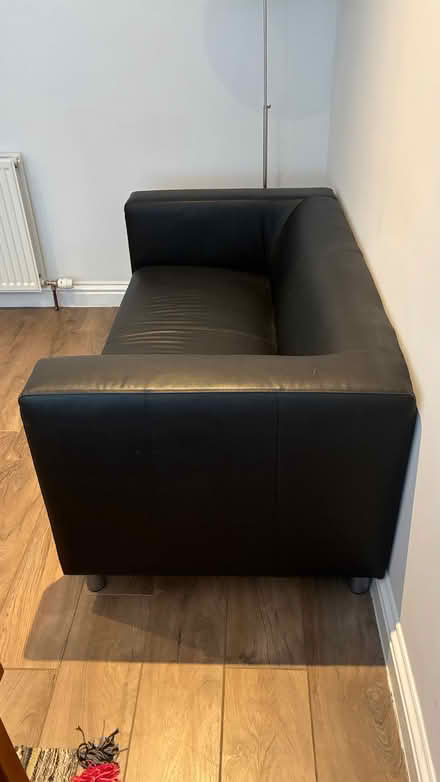 Photo of free ikea faux black leather 2 seater sofa (Ballumbie DD5) #2
