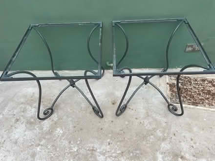 Photo of free Pair of square tables: glass top/metal case (Lyncombe BA2) #1