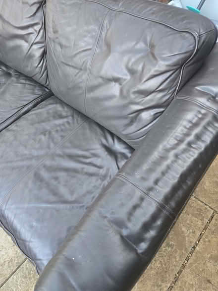 Photo of free Brown leather sofa (Bretch Hill OX16) #4