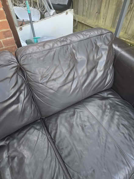 Photo of free Brown leather sofa (Bretch Hill OX16) #3
