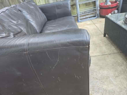 Photo of free Brown leather sofa (Bretch Hill OX16) #2