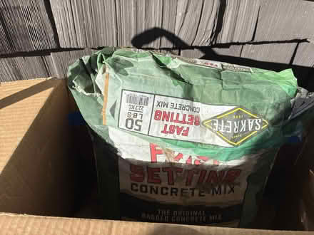 Photo of free Open bag of concrete mix (Front porch in box in wagon) #1
