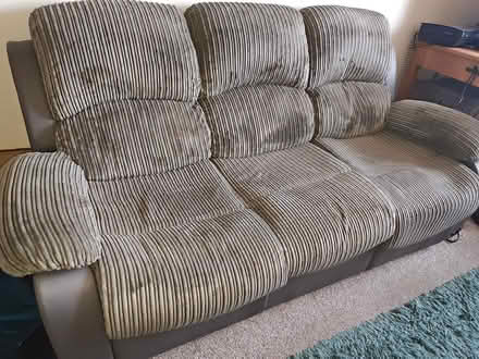 Photo of free 3 Seater Cord Recliner Sofa (Stevenage) #1