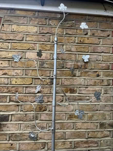 Photo of free Silver metal bird leaf feeder pole (Chiswick) #2