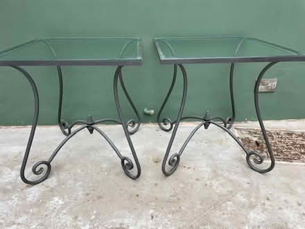 Photo of free Pair of square tables: glass top/metal case (Lyncombe BA2) #2