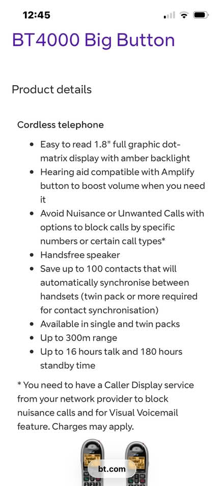 Photo of free BT4000 Big Button cordless telephone (Clifton CA10) #2