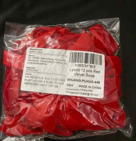 Photo of free 12 red velvet bows New (Hecky WF16) #1