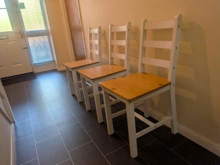 Photo of free 3 Wooden Dining Chairs (Loughborough) #2