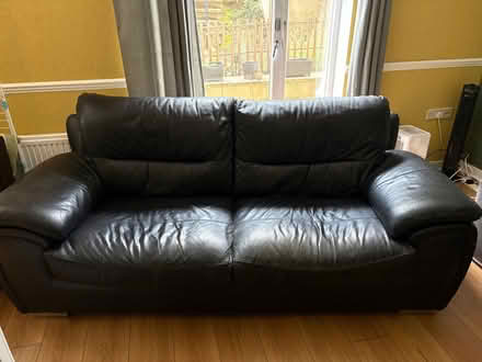 Photo of free Black leather sofa (Bonnington EH6) #2