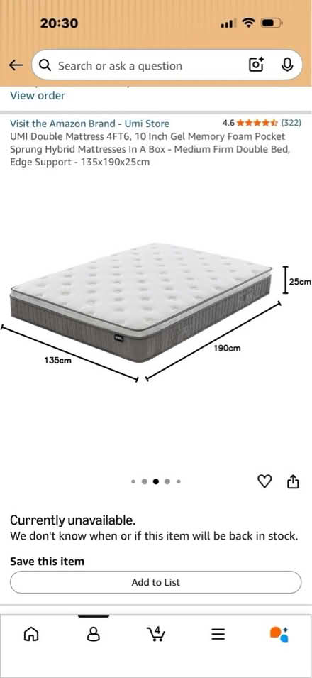 Photo of free Double Mattress (135 x 190cm (Lee, Eltham SE12) #2