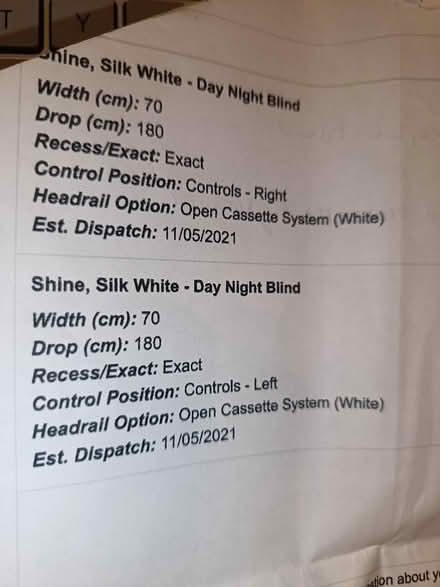 Photo of free Two roller blinds and fixings (Lavender Hill SW11) #2