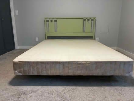 Photo of free Queen bed frame/headboard/boxspring (Ravenna) #1