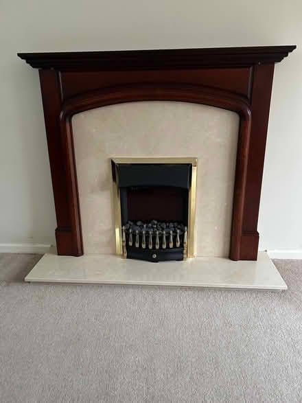 Photo of free Fire surround and marble hearth and backplate but no fire (Shelton SY3) #1