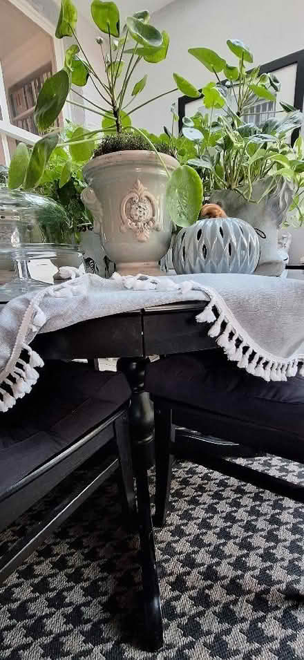 Photo of free Black round Ikea table and 4 chairs (Lion Gate TW9) #2