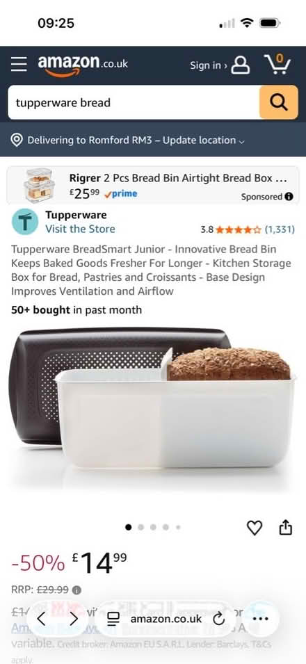 Photo of free Tupperware bread box (Harold Wood RM3) #3