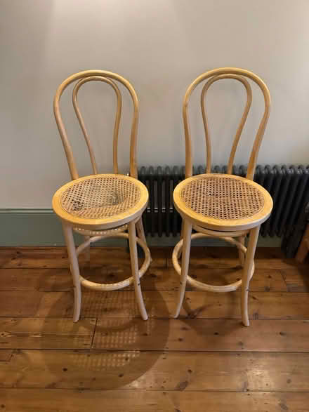 Photo of free 2 x wooden rattan bar stools (Ham, Richmond, TW10) #1