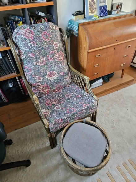 Photo of free Wicker Chair and footstool (glasnevin) #1