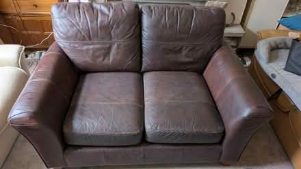 Photo of free Sofa Two Seat Brown Leather M&S (Shipley BD18) #1