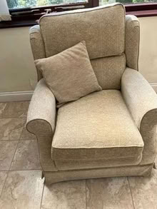 Photo of free 2 seater sofa, armchair and footstool - with matching cushio (Weston Park BA1) #4