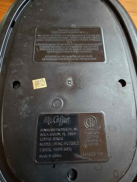 Photo of free Mr. Coffee no longer heats (Hobson & Greene Rds) #3