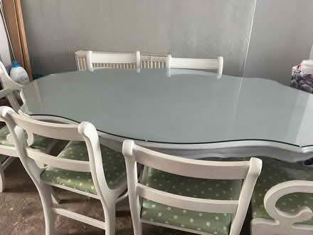 Photo of free Large dining table and 6 chairs (2 carver chairs) (Ellacombe TQ1) #1