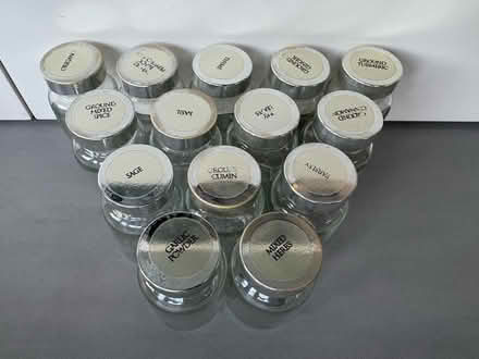 Photo of free 14 glass spice jars with labels (Union Street, Borough SE1) #2