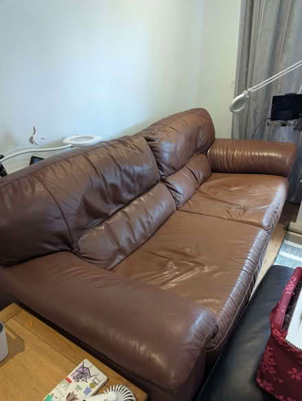 Photo of free 3 seater leather sofa and chair (Gobowen SY11) #1
