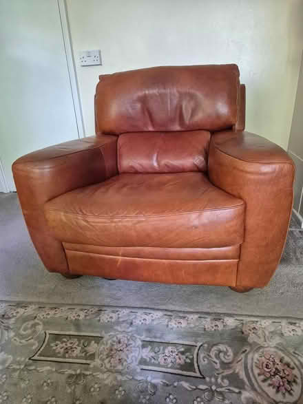 Photo of free Large leather Sofa and armchair (PO2 8NA) #3